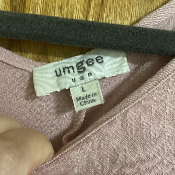 Umgee Large High Lo fringe top with leopard print dusty rose color pre owned - Picture 3 of 6